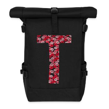 Letter T - tshirt kisses - Roll Top Backpack - black - Front