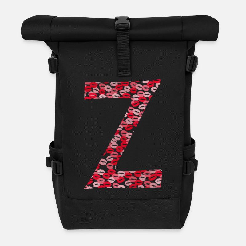 Lettre Z - bisous idée cadeau - Sac à dos roll top - noir