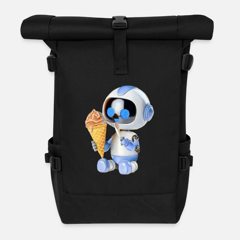 Crème glacée robot - Sac à dos roll top - noir