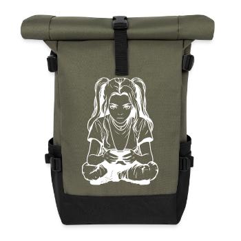 Gamer Girl Dessin - Sac à dos roll top - olive/noir - Devant