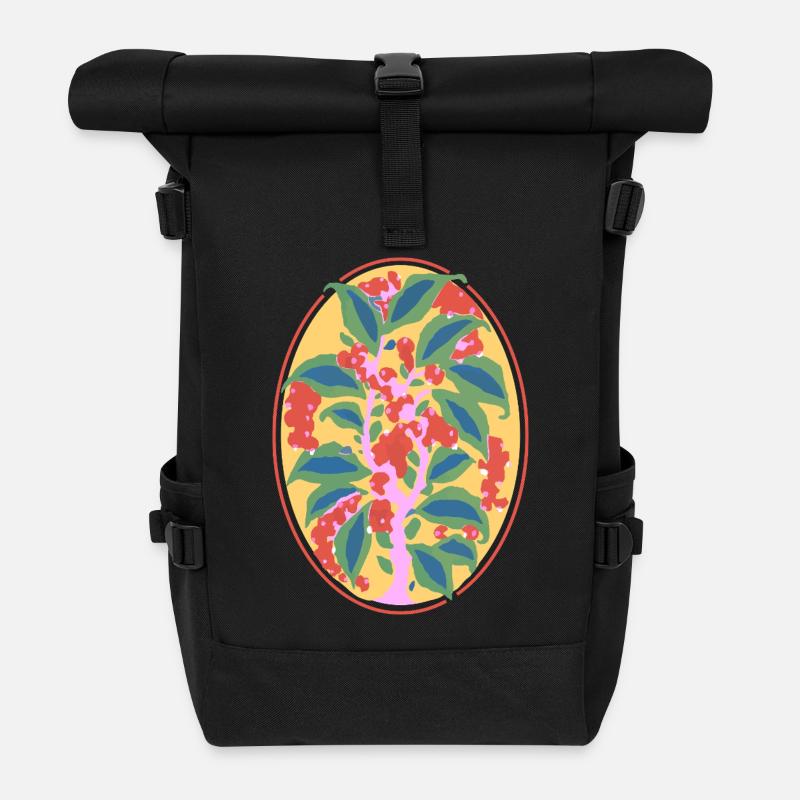 Fleurs abstraites - Illustration de la nature vive - Sac à dos roll top - noir