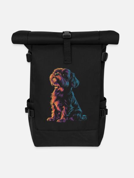 Farbenfroher Shi Tzu - Rolltop Rucksack - Schwarz