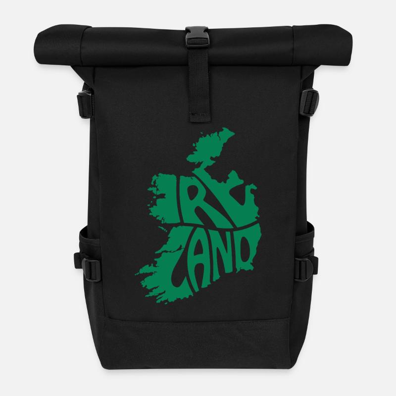 Ireland Map Graphic - Roll Top Backpack - black