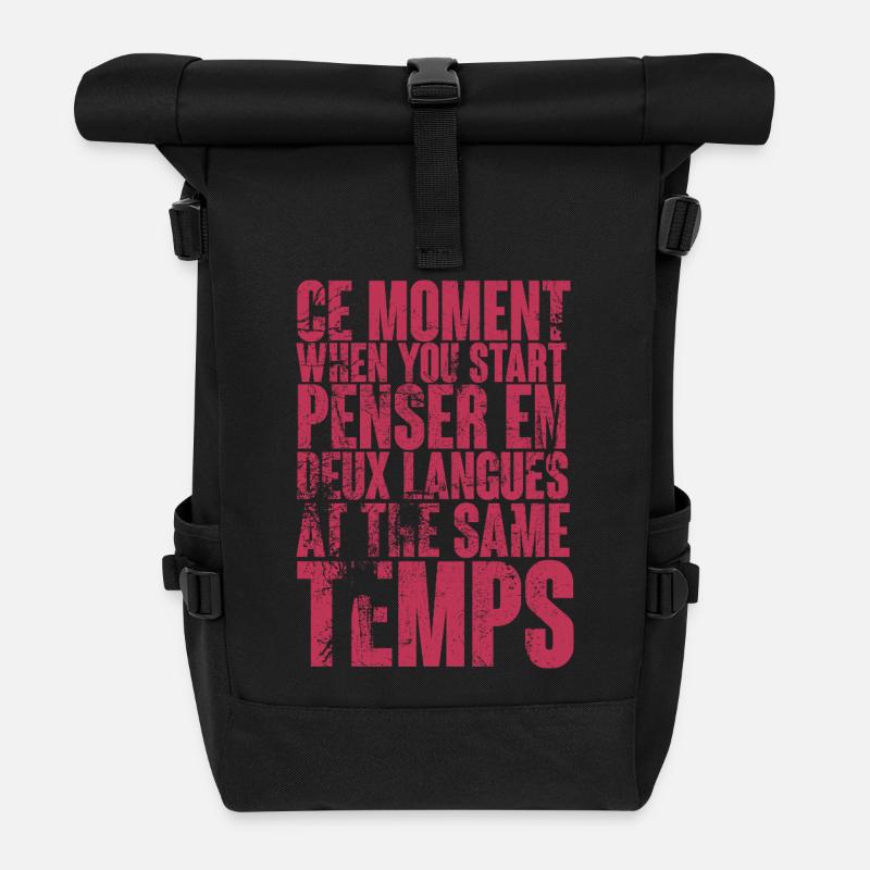 Mehrsprachiges Denken Zitat - Rolltop Rucksack - Schwarz