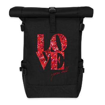 Vivid Love You All mit funkelnden Akzenten - Rolltop Rucksack - Schwarz - Vorne