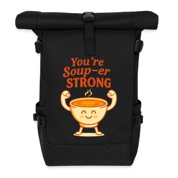 Du bist suppenstark niedliches Wortspiel Design - Rolltop Rucksack - Schwarz - Vorne