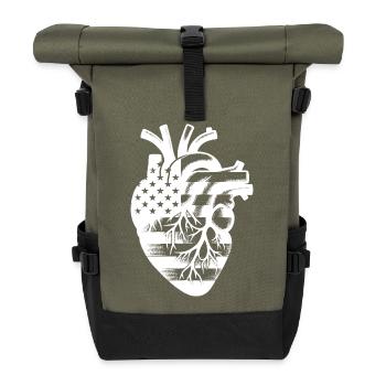 Drapeau américain des États-Unis dans un cœur anatomique - Sac à dos roll top - olive/noir - Devant