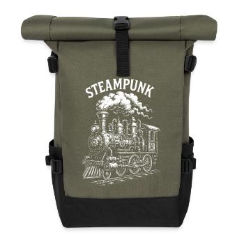 Locomotive à vapeur steampunk - Sac à dos roll top - olive/noir - Devant