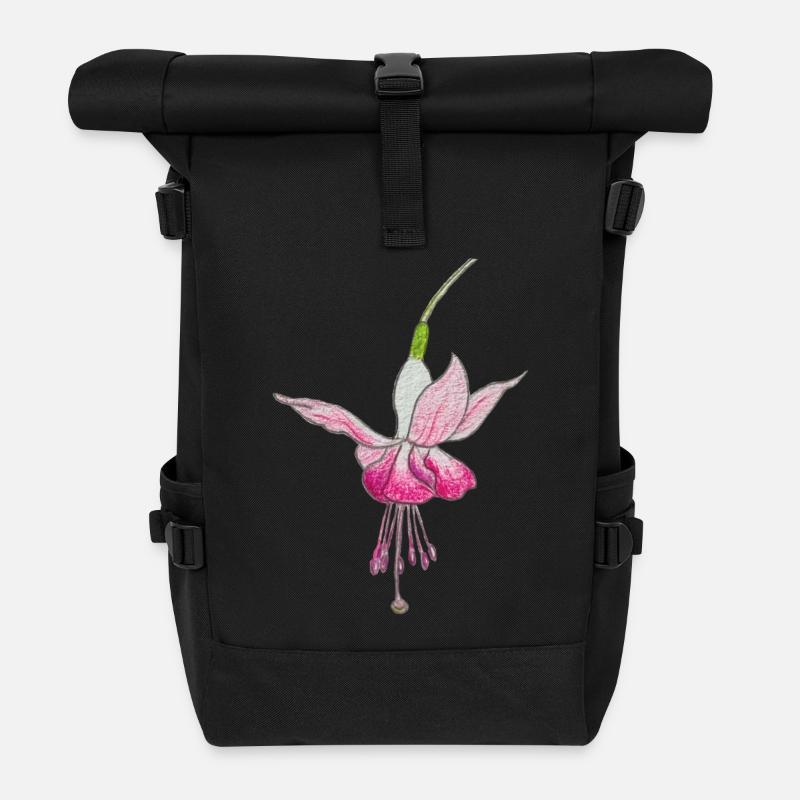 Fuchsia flower - Roll Top Backpack - black
