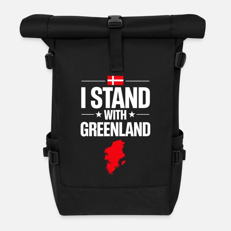Kartenunterstützung der Grönland-Flagge - Rolltop Rucksack - Schwarz