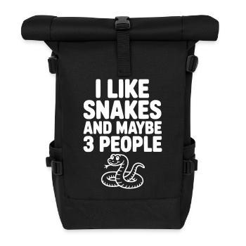 I Like Snakes and Maybe 3 People - Roll Top Backpack - black - Front