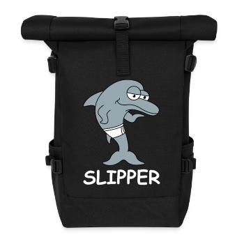 Slipper Dolphin In Swimming Trunks - Roll Top Backpack - black - Front