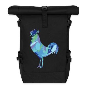Fans de poulet - Coq - Coq - Poulet fleur - Bio - Sac à dos roll top - noir - Devant