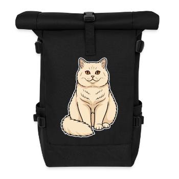 British Shorthair Cat Cream Portrait Round Soft - Roll Top Backpack - black - Front