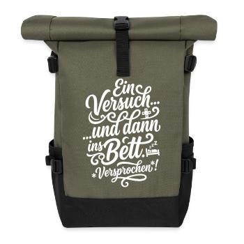 Ein Versuch dann ins Bett Versprochen Gamer - Rolltop Rucksack - Olive/Schwarz - Vorne
