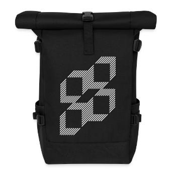 Grille de carrés à bandes géométriques - Sac à dos roll top - noir - Devant