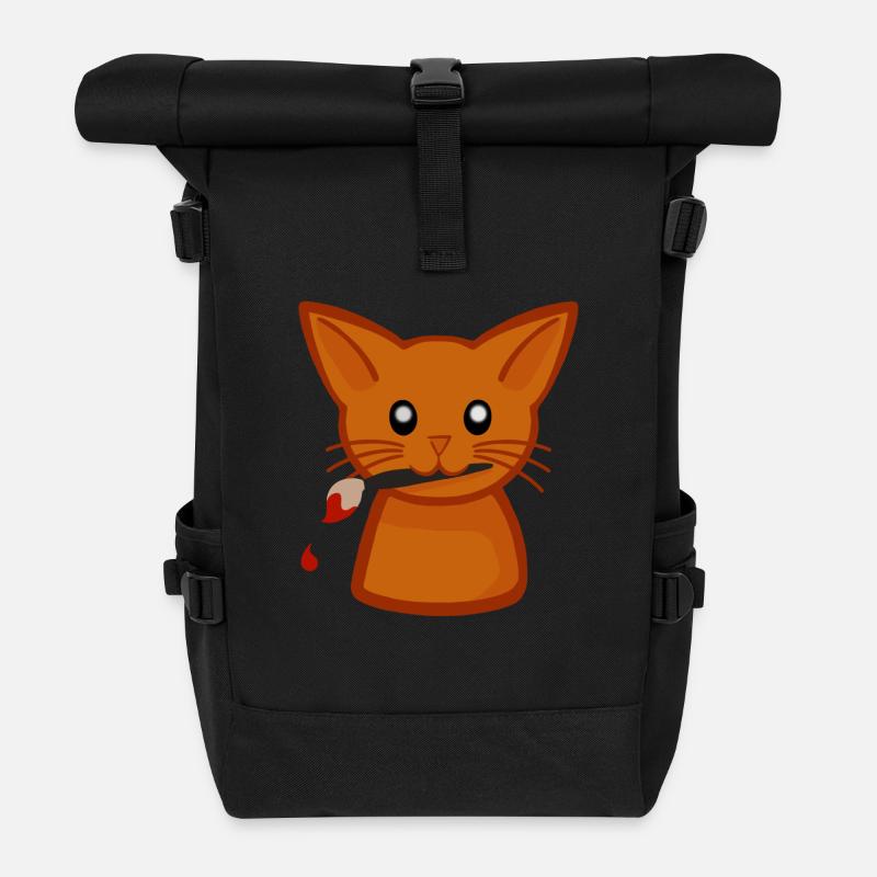 Kritzelkatze - Rolltop Rucksack - Schwarz