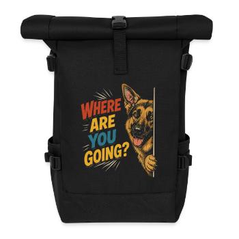 Neugieriger Hund, lustiger Blick - Rolltop Rucksack - Schwarz - Vorne