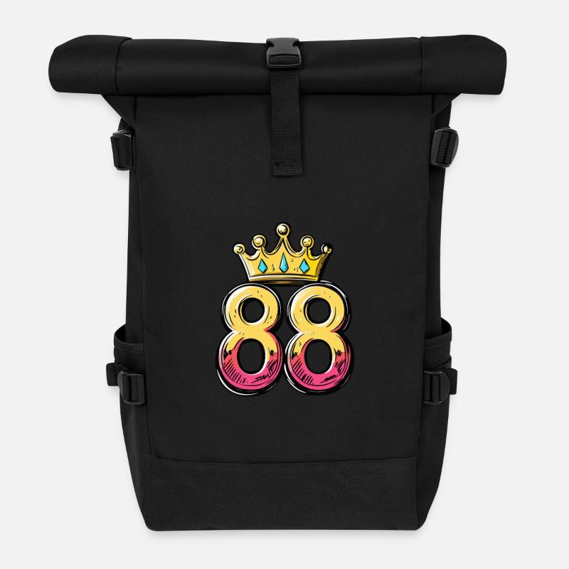 88 Zahl Krone - Rolltop Rucksack - Schwarz