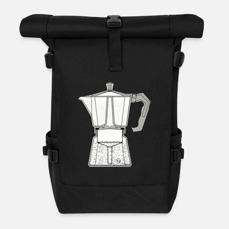 Mocca Espressokocher - Rolltop Rucksack - Schwarz