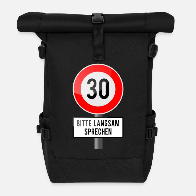 30 Jahre Schild langsam - Rolltop Rucksack - Schwarz
