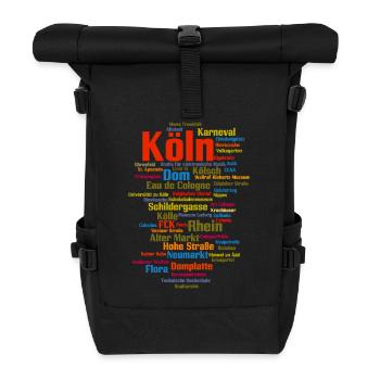Köln (Kölle, Cologne) - Rolltop Rucksack - Schwarz - Vorne