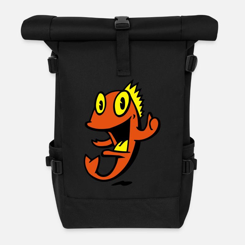 poisson marin souriant - Sac à dos roll top - noir