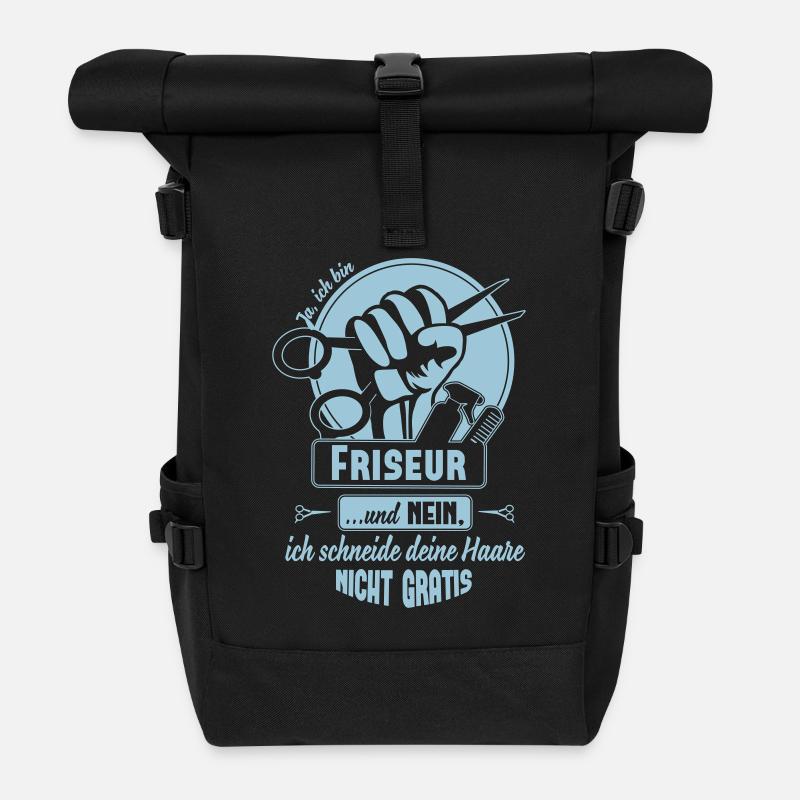 Ja ich bin Friseur - Rolltop Rucksack - Schwarz