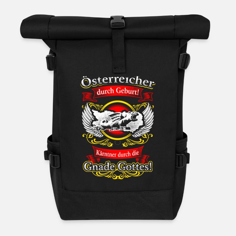 Kärntner Stolz: Österreicher durch Geburt - Rolltop Rucksack - Schwarz