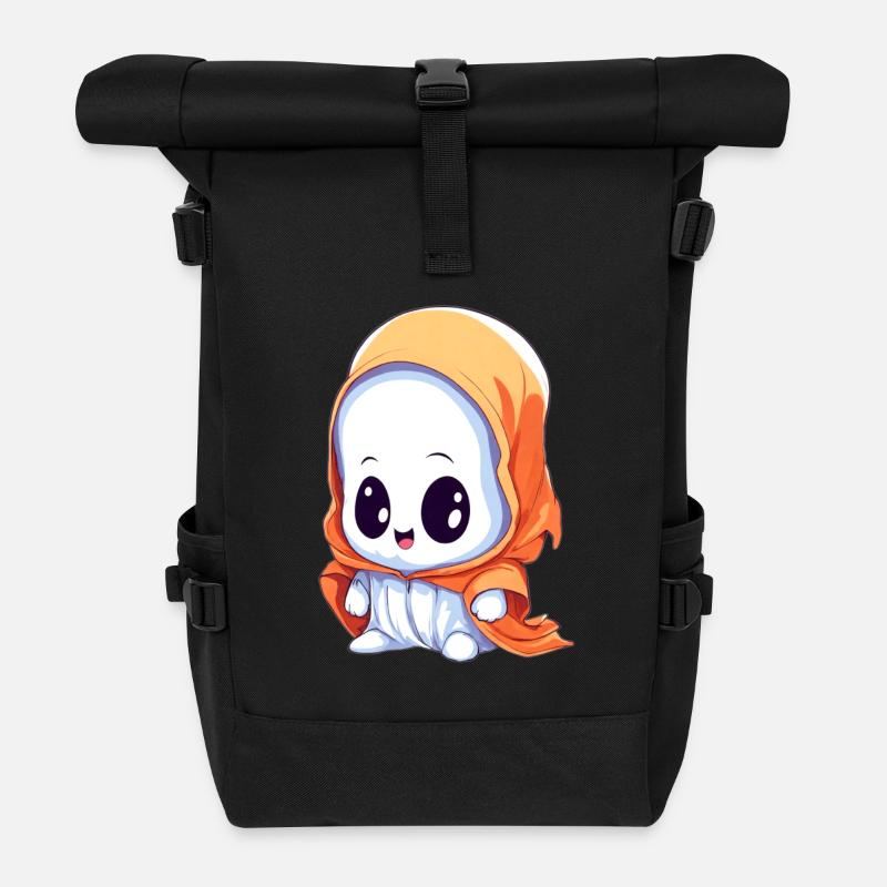 Cute Ghost Ghost - Roll Top Backpack - black
