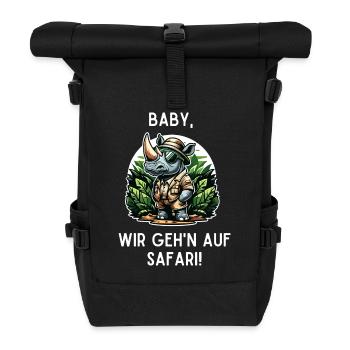 Baby, we're going on safari rhinoceros jungle - Roll Top Backpack - black - Front