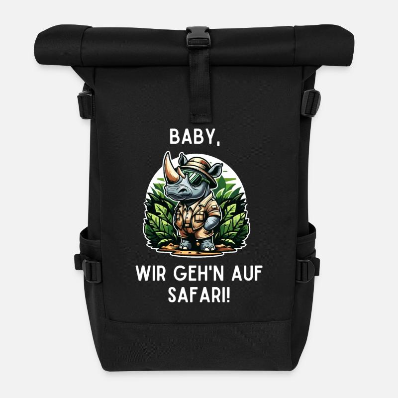 Baby, we're going on safari rhinoceros jungle - Roll Top Backpack - black