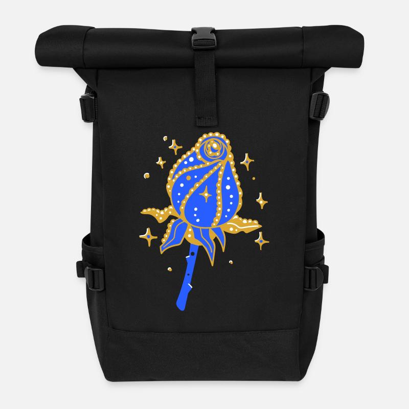 Goldene Rose mit Glitzer - Rolltop Rucksack - Schwarz