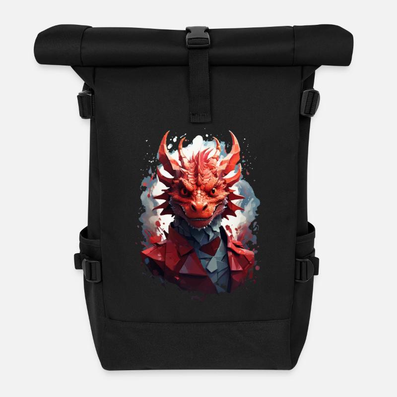 Drache - Rolltop Rucksack - Schwarz