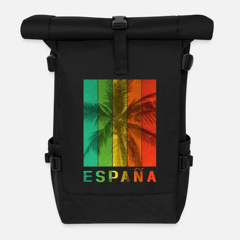 Spanien Espana Sommer Palmen Strand Meer Urlaub - Rolltop Rucksack - Schwarz