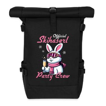 Official Skihaserl Party Crew witzige Ski Sprüche - Rolltop Rucksack - Schwarz - Vorne