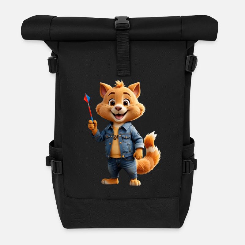 Cute animal - Roll Top Backpack - black