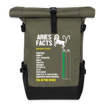 Zodiac sign Aries - Roll Top Backpack - olive/black - Front