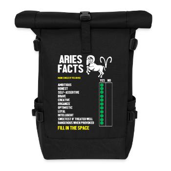 Sternzeichen Widder - Rolltop Rucksack - Schwarz - Vorne