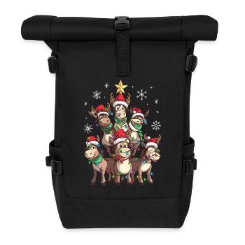 Esel Weihnachten Weihnachtsmann - Rolltop Rucksack - Schwarz - Vorne