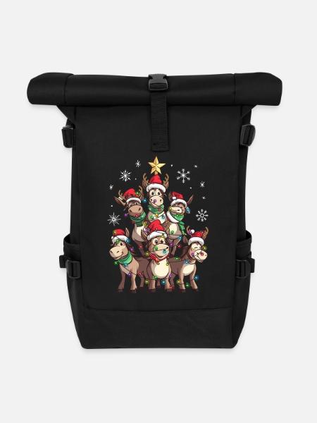 Esel Weihnachten Weihnachtsmann - Rolltop Rucksack - Schwarz