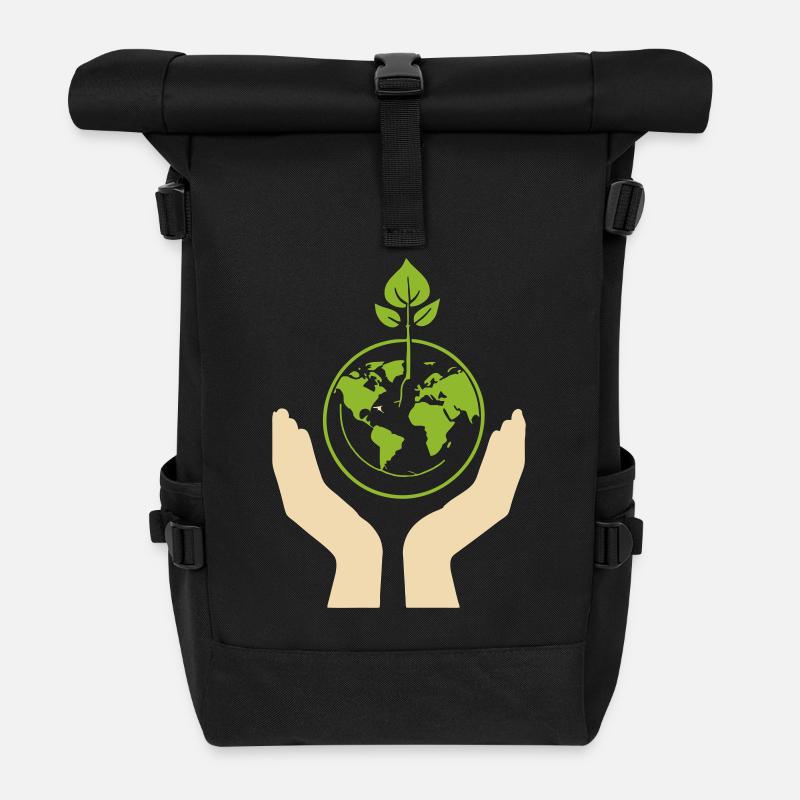 Eco Warrior – Rette unseren Planeten - Rolltop Rucksack - Schwarz