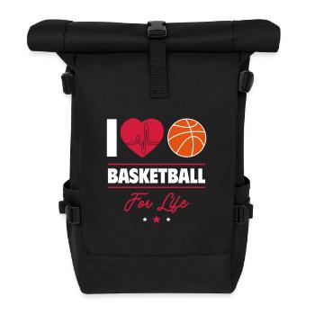 Ich liebe Basketball – Für immer ein Baller - Rolltop Rucksack - Schwarz - Vorne