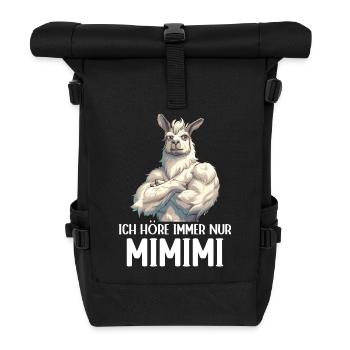 Alpaga Lama Andes Amérique du Sud J’écoute toujours Mimimi - Sac à dos roll top - noir - Devant