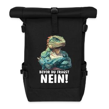 Grüner Leguan Reptilien Bevor du fragst Nein - Rolltop Rucksack - Schwarz - Vorne