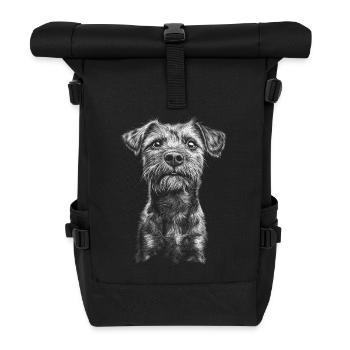 Border Terrier Portrait Chien Chien - Sac à dos roll top - noir - Devant