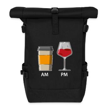 AM PM - Café le matin - Vin le soir - Sac à dos roll top - noir - Devant