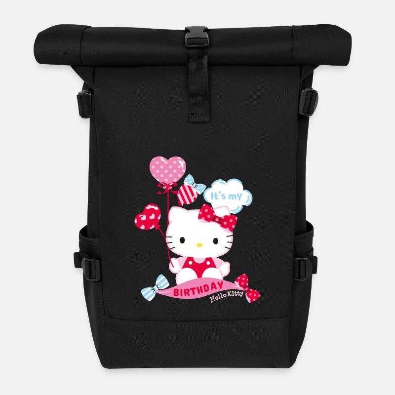 Hello Kitty Mit Ballons Geburtstags Design - Rolltop Rucksack - Schwarz