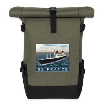 S.S. France at sea - Roll Top Backpack - olive/black - Front