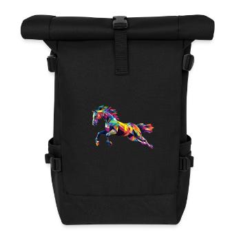 Tête de cheval colorée Low Poly logo design - Sac à dos roll top - noir - Devant